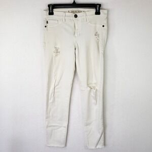 Sneak Peek Denim Juniors 3 White Distressed Raw Hem‎ Jeans Retro Cotton Stretch
